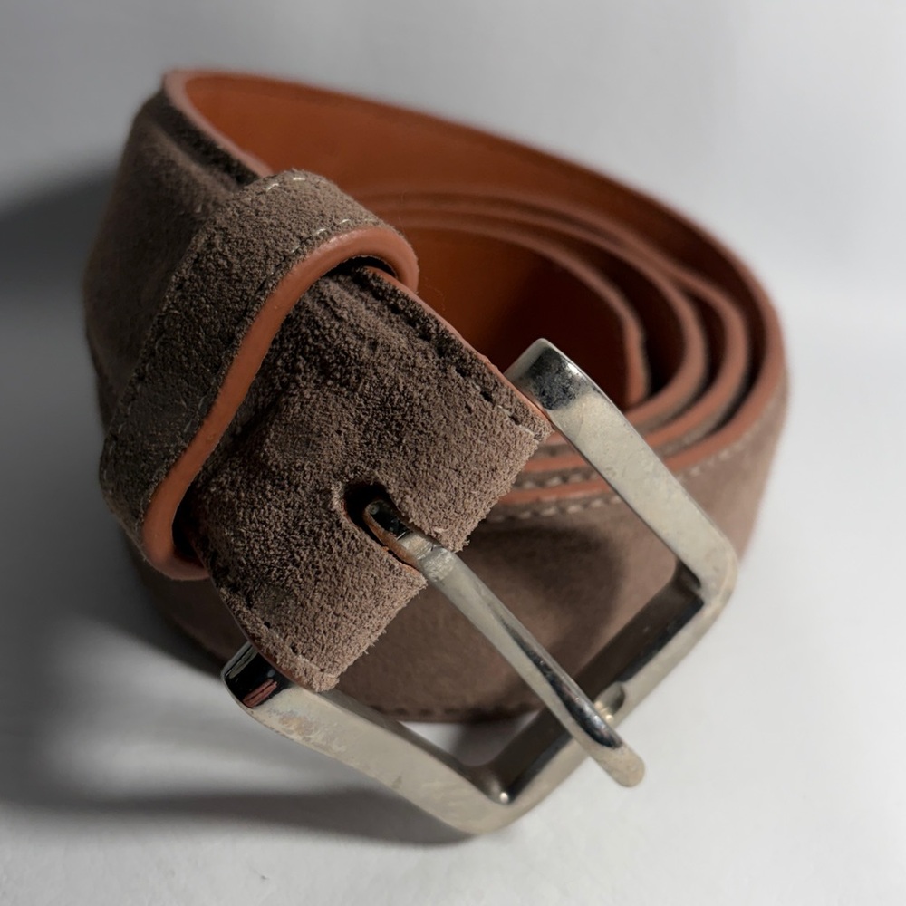 HEVÍAS Suede Leather Belt Size 40 Silver Tone Buckle